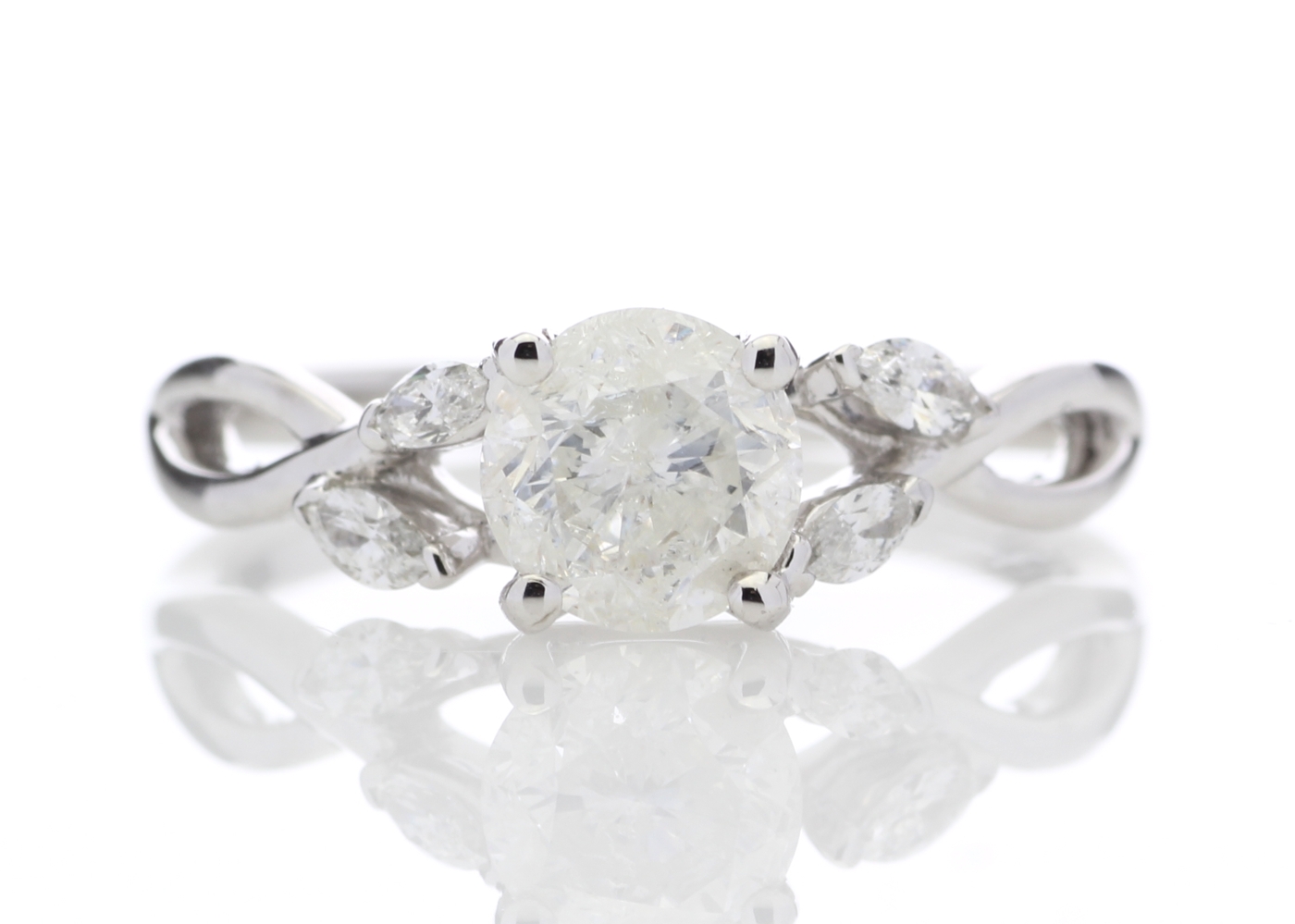 18ct White Gold Diamond Ring With Leaf Shoulders 1.07 Carats - Valued By IDI £14,000.00 - A