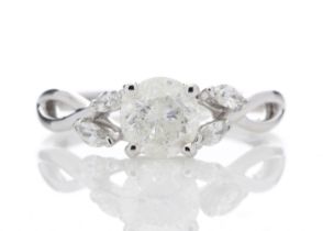 18ct White Gold Diamond Ring With Leaf Shoulders 1.07 Carats - Valued By IDI £14,000.00 - A