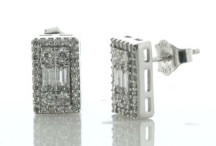 9ct White Gold Emerald Cluster Diamond Stud Earring 0.50 Carats - Valued By IDI £2,560.00 - Designed