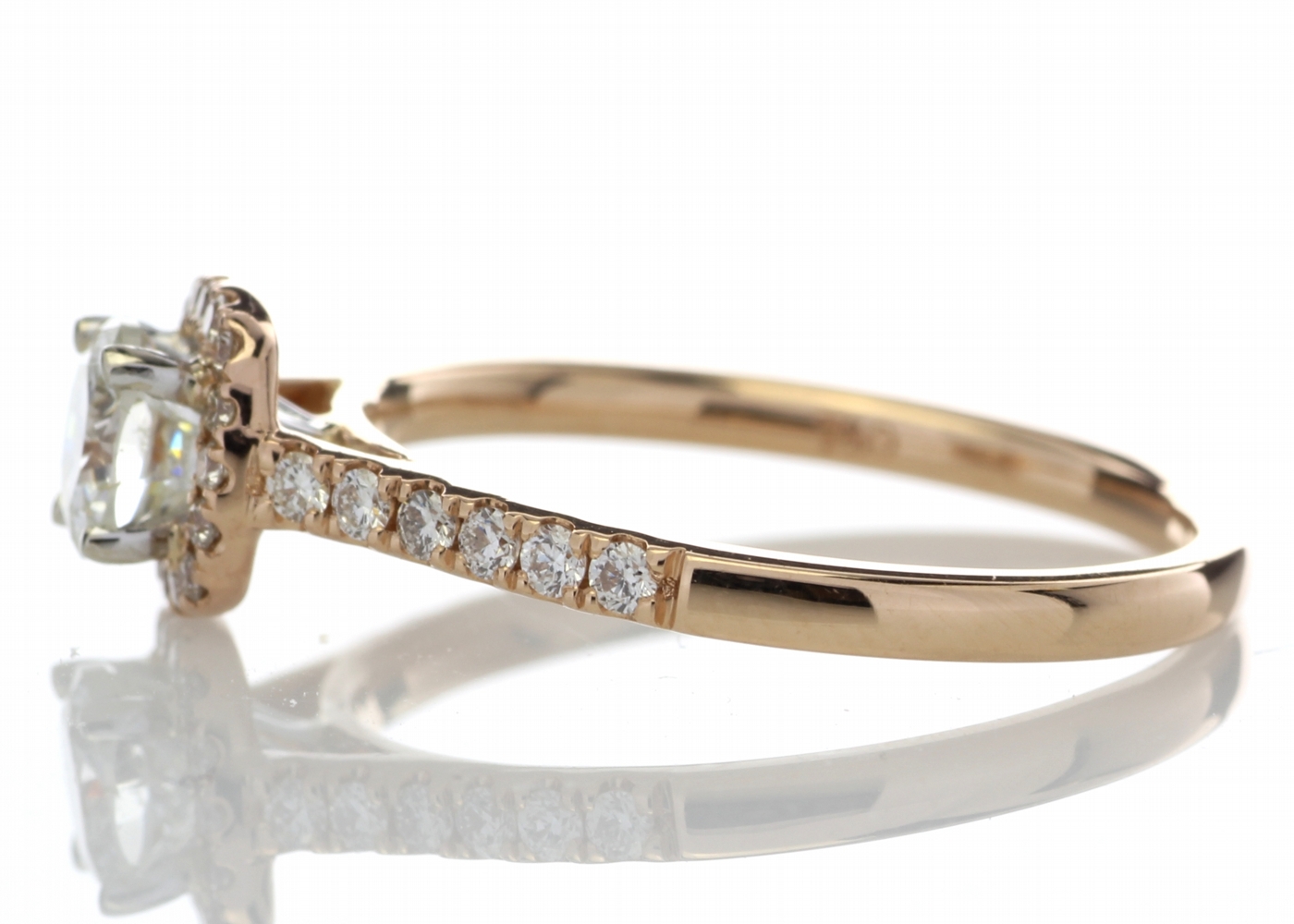 18ct Rose Gold Halo Set Ring 0.74 Carats - Valued By AGI £8,880.00 - A sparkling round brilliant cut - Image 3 of 5