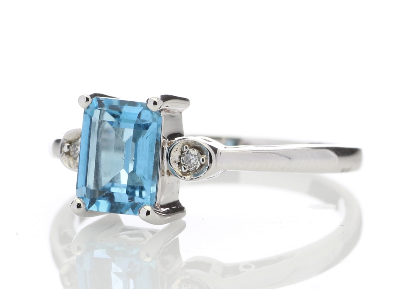 9ct White Gold Blue Topaz Diamond Ring (BT1.65) 0.02 Carats - Valued By GIE £1,220.00 - An emerald - Image 7 of 10