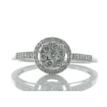 9ct White Gold Round Cluster Diamond Ring 0.25 Carats - Valued By IDI £2,325.00 - A cluster of seven