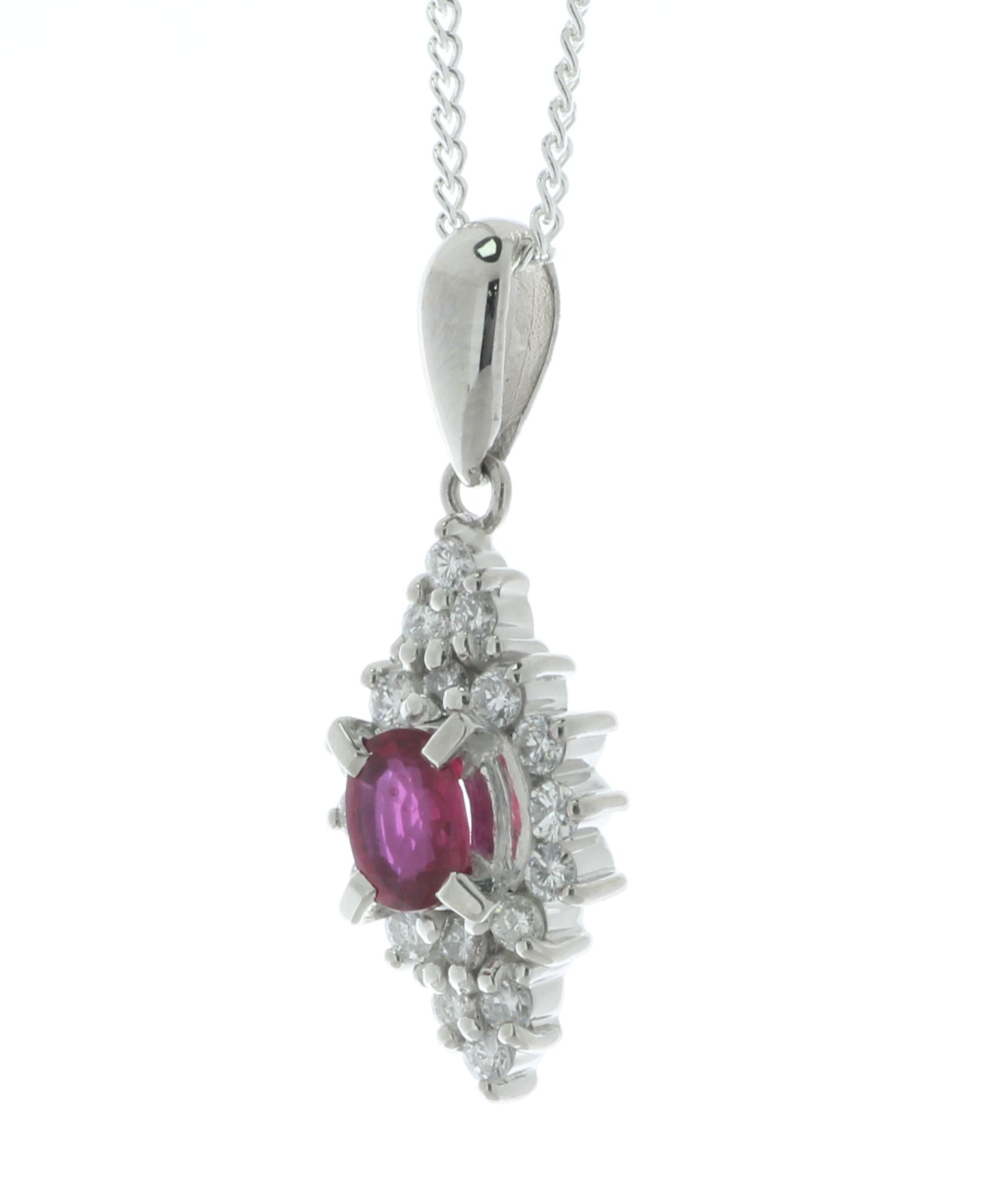 Platinum Oval Cluster Diamond And Ruby Pendant (R0.32) 0.27 Carats - Valued By IDI £5,509.00 - An - Image 2 of 3