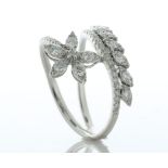 18ct White Gold Flower And Leaves Diamond Ring 1.00 Carats