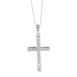 10ct Gold Cross Diamond Pendant And 18" Chain 0.60 Carats