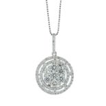 18ct White Gold Diamond Cluster Pendant And Chain 1.00 Carats