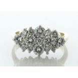 18ct Yellow Gold Boat Shape Cluster Diamond Ring 2.00 Carats