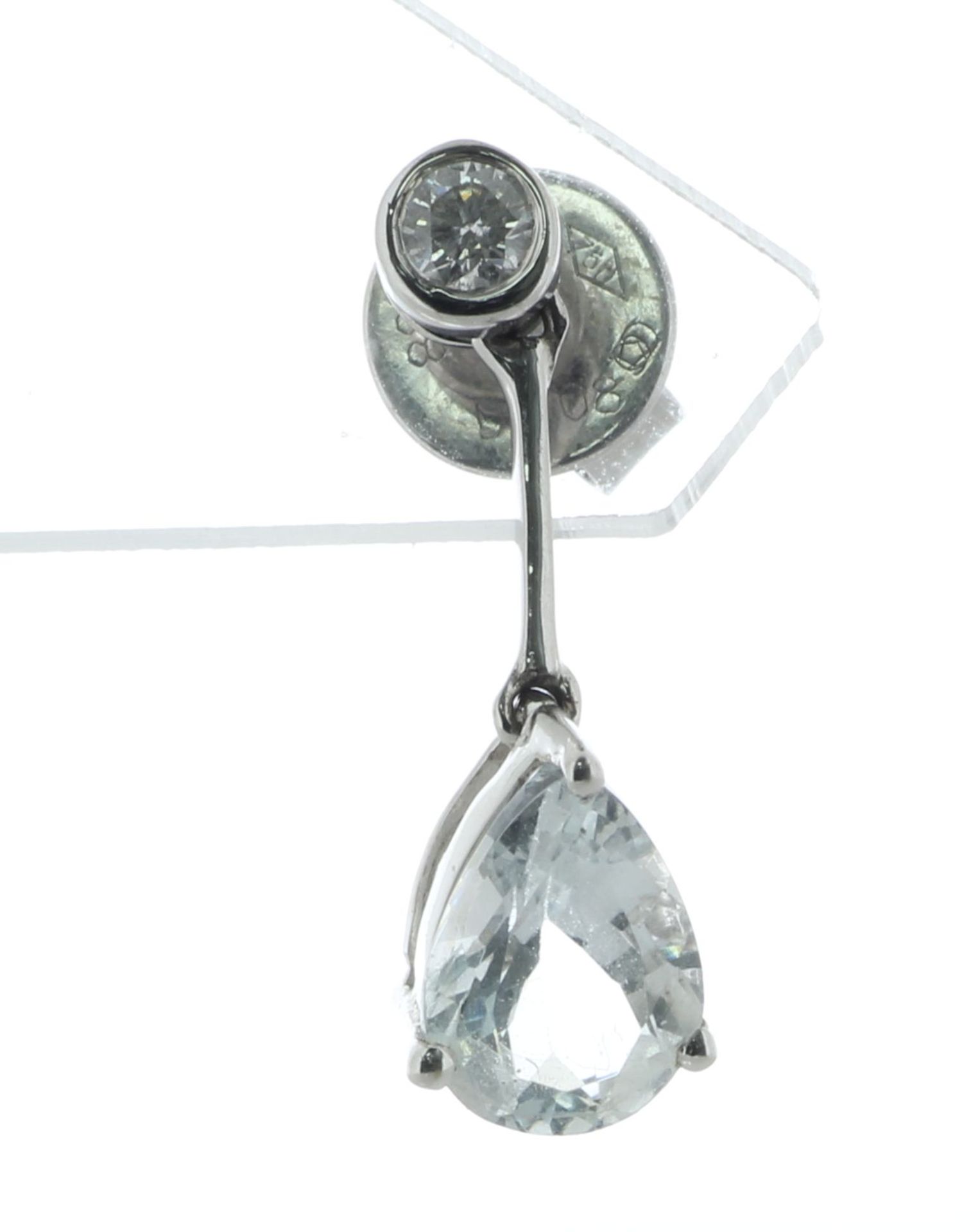 18ct White Gold Diamond And Aqua Marine Drop Earrings (AM1.36) 0.16 Carats - Image 4 of 6
