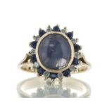 18ct Yellow Gold Oval Cluster Diamond And Sapphire Ring (S4.00) 0.10 Carats