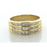 18ct Yellow Gold Three Row Diamond Ring 0.80 Carats