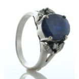 18ct White Gold Diamond And Sapphire Ring (S5.00) 0.35 Carats