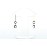 18ct Yellow Gold Diamond And Sapphire Drop Earring (S5.00) 0.25 Carats