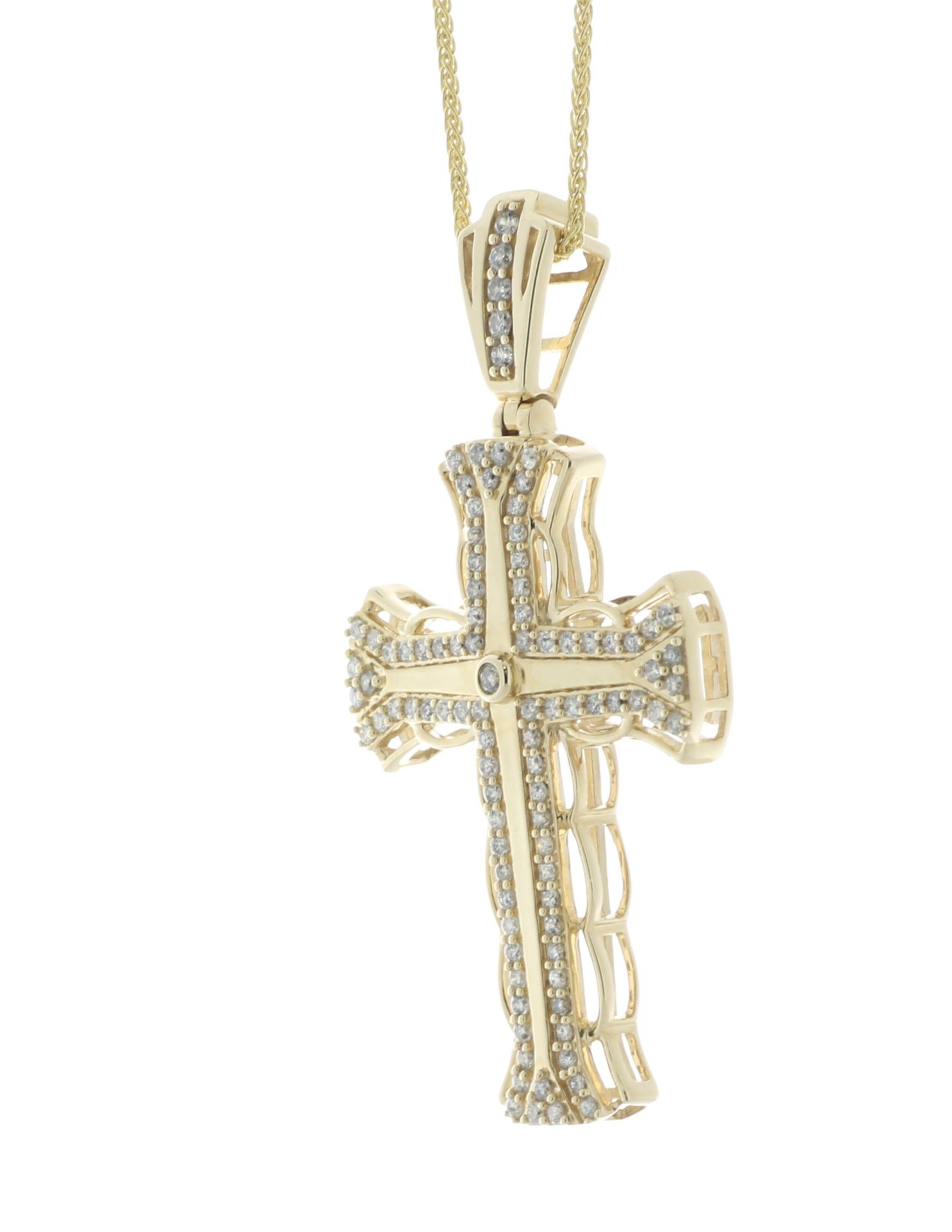 10ct Yellow Gold Diamond Cross Pendant And 18" Chain 1.00 Carats - Image 2 of 3