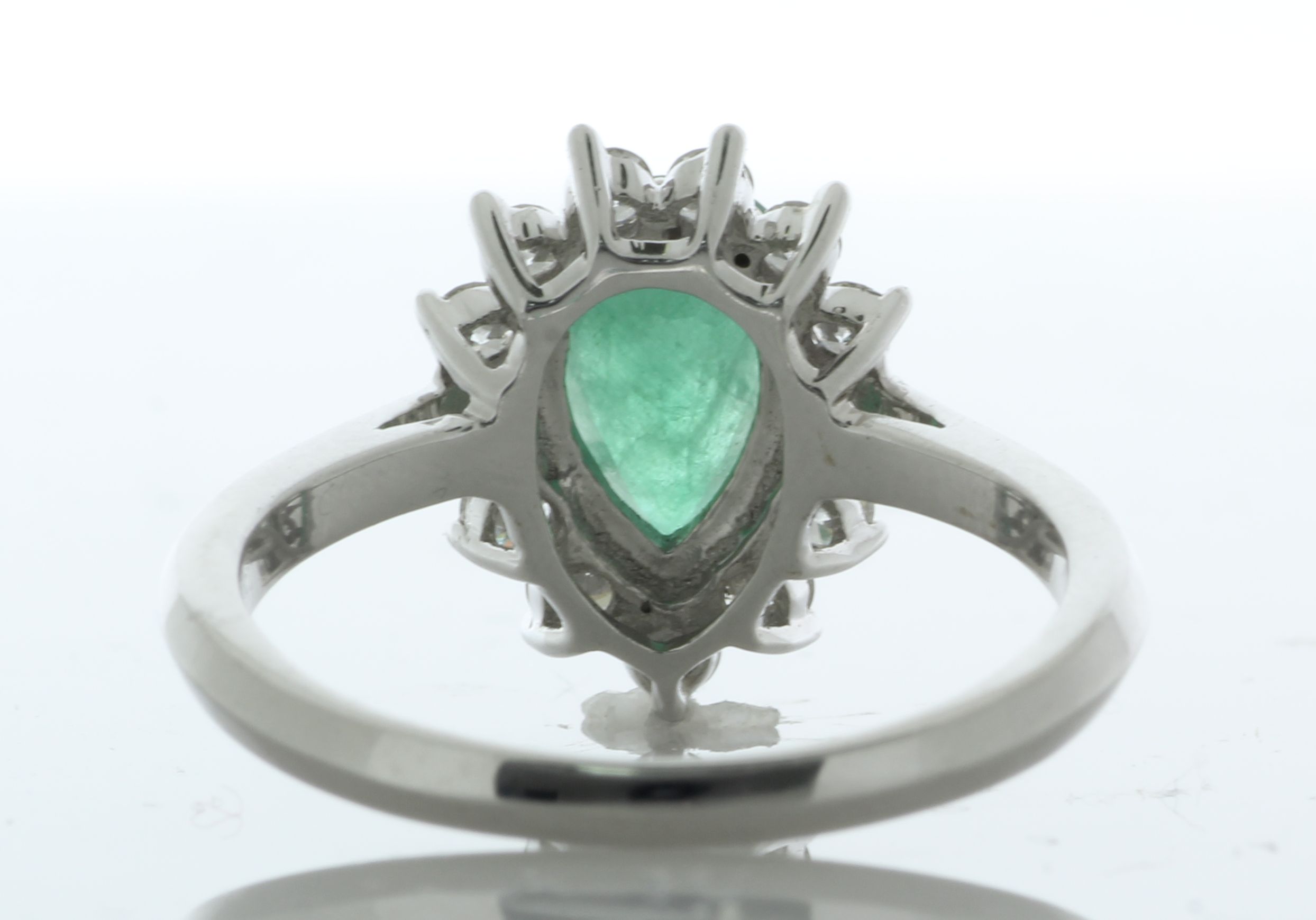 9ct White Gold Pear Cluster Diamond And Emerald Ring (E1.00) 0.50 Carats - Image 3 of 4