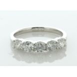 Platinum Five Stone Diamond Ring 1.28 Carats