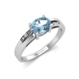 9ct White Gold Diamond And Blue Topaz Ring (BT1.00) 0.01 Carats