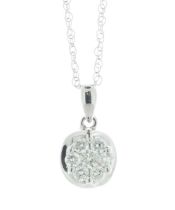 10ct White Gold Diamond Cluster Pendant And Chain 18" 0.34 Carats