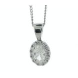 18ct White Gold Oval Cut Diamond Cluster Pendant (0.33) 0.48 Carats