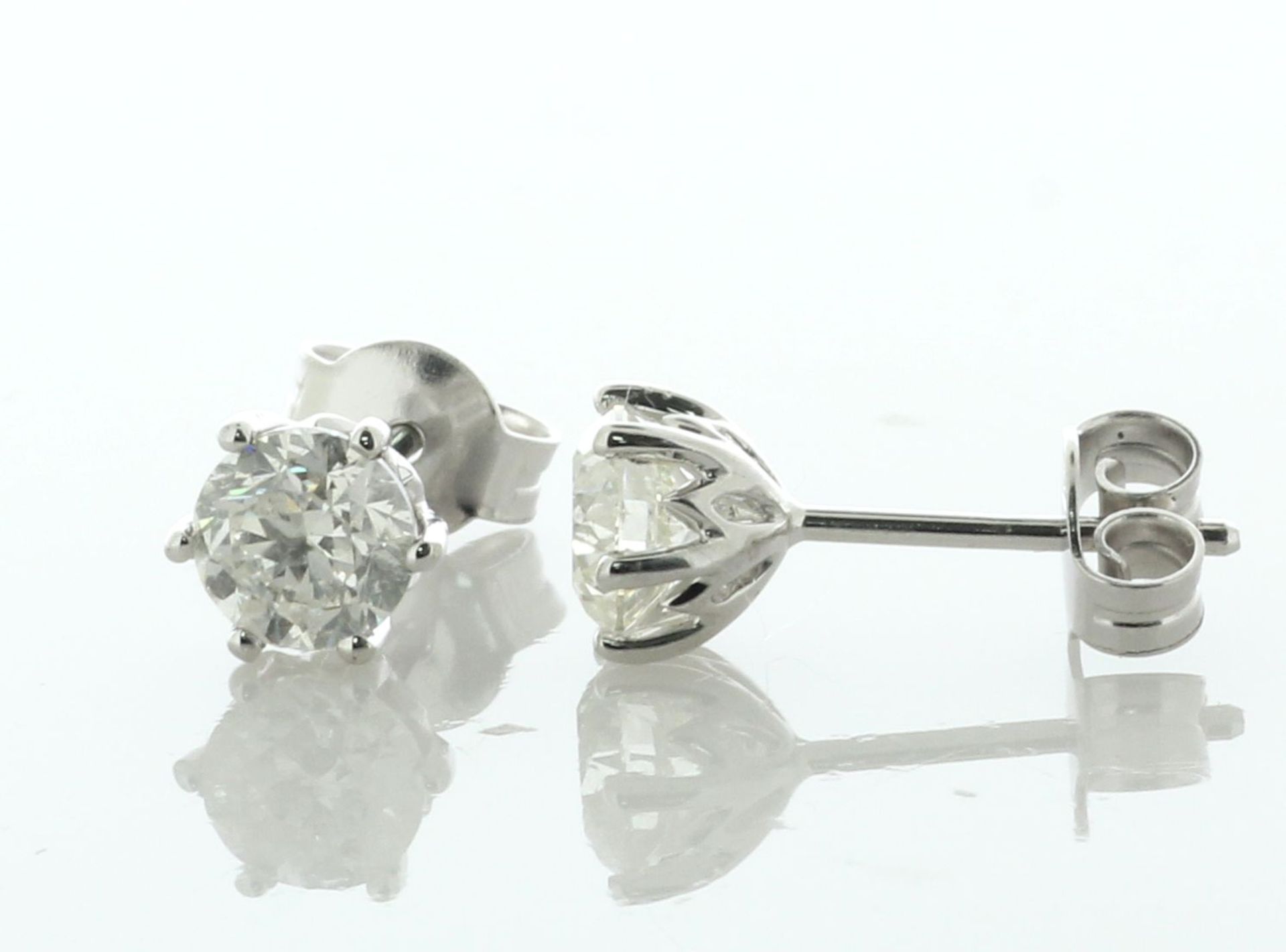 18ct White Gold Single Stone Diamond Stud Earring 1.42 Carats - Image 2 of 6