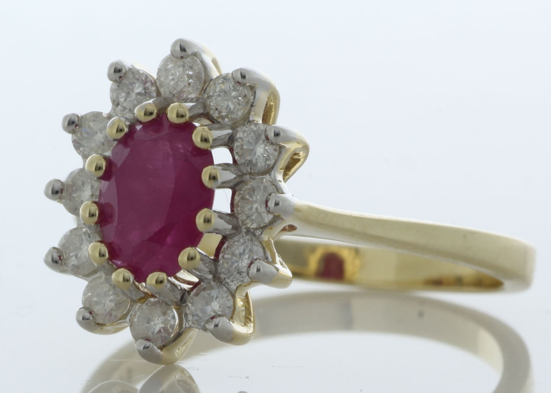 9ct Yellow Gold Oval Ruby And Diamond Ring (R0.66) 0.40 Carats - Image 2 of 4