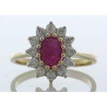 9ct Yellow Gold Oval Ruby And Diamond Ring (R0.66) 0.40 Carats