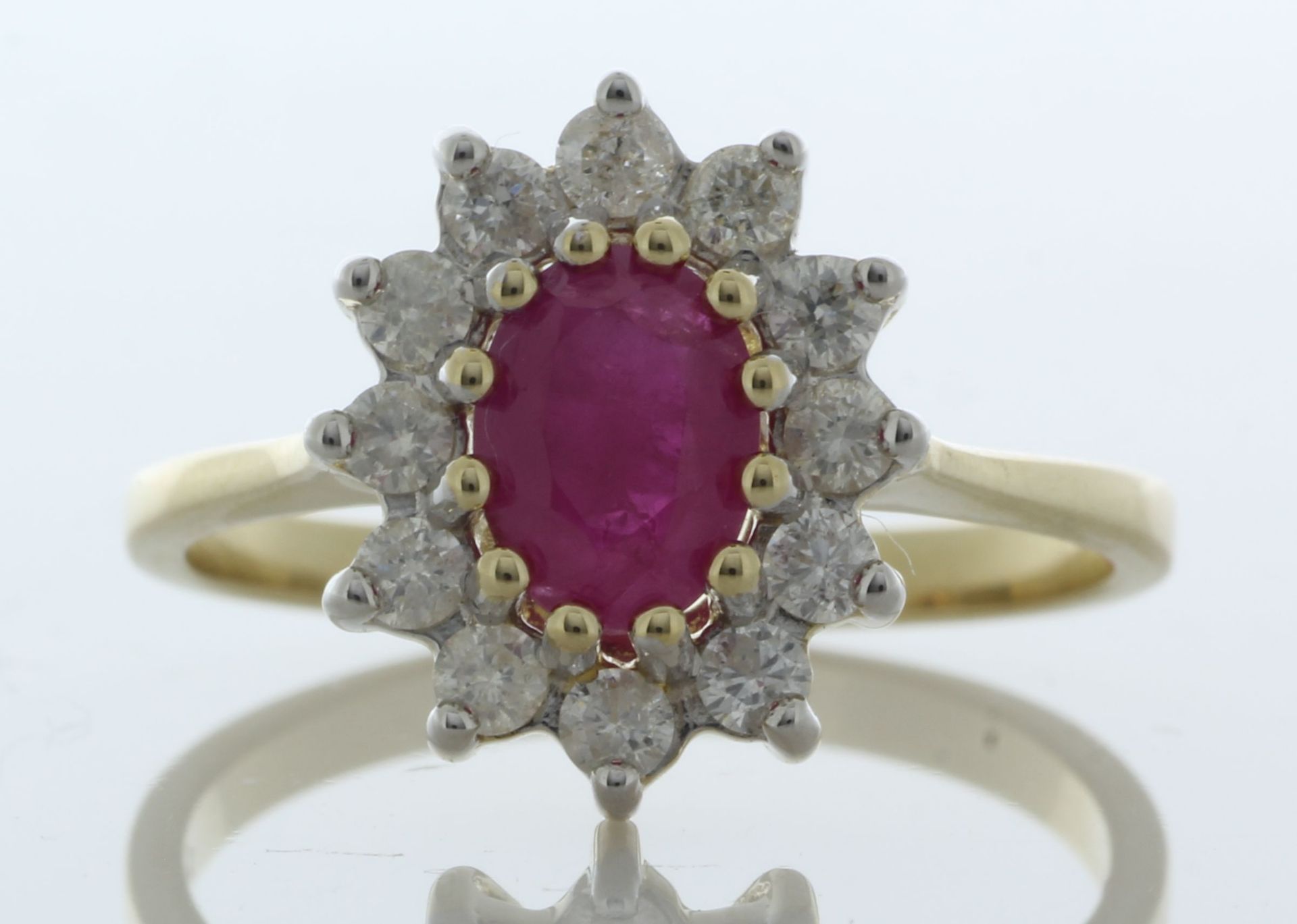 9ct Yellow Gold Oval Ruby And Diamond Ring (R0.66) 0.40 Carats