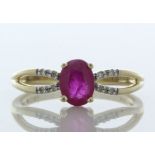 9ct Yellow Gold Diamond And Ruby Ring (R0.81) 0.03 Carats