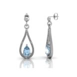 9ct White Gold Diamond And Blue Topaz Earring (BT 0.76) 0.02 Carats