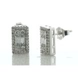 9ct White Gold Emerald Cluster Diamond Stud Earring 0.50 Carats