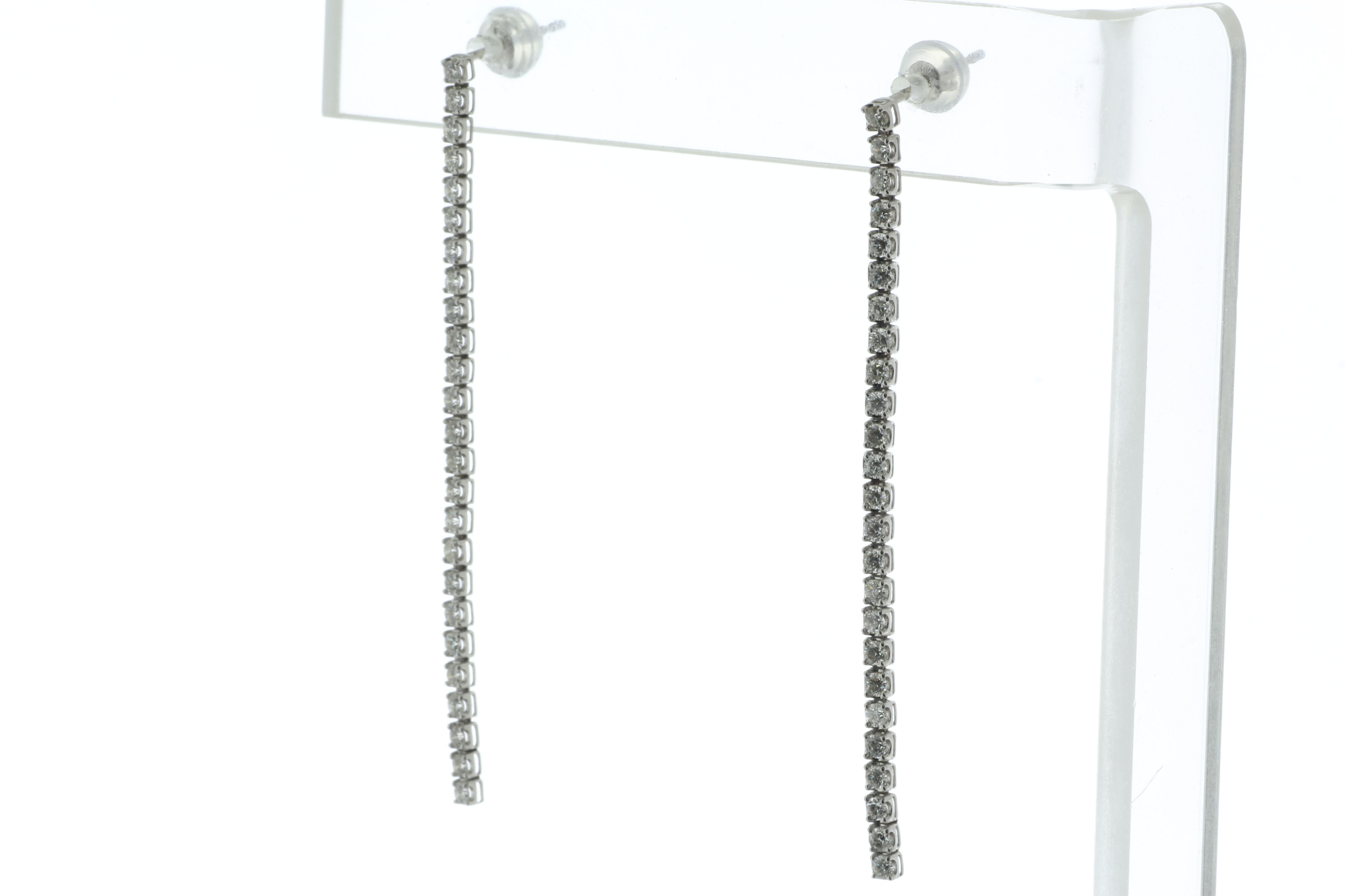 18ct White Gold Tennis Diamond Drop Earrings 1.02 Carats - Image 3 of 6