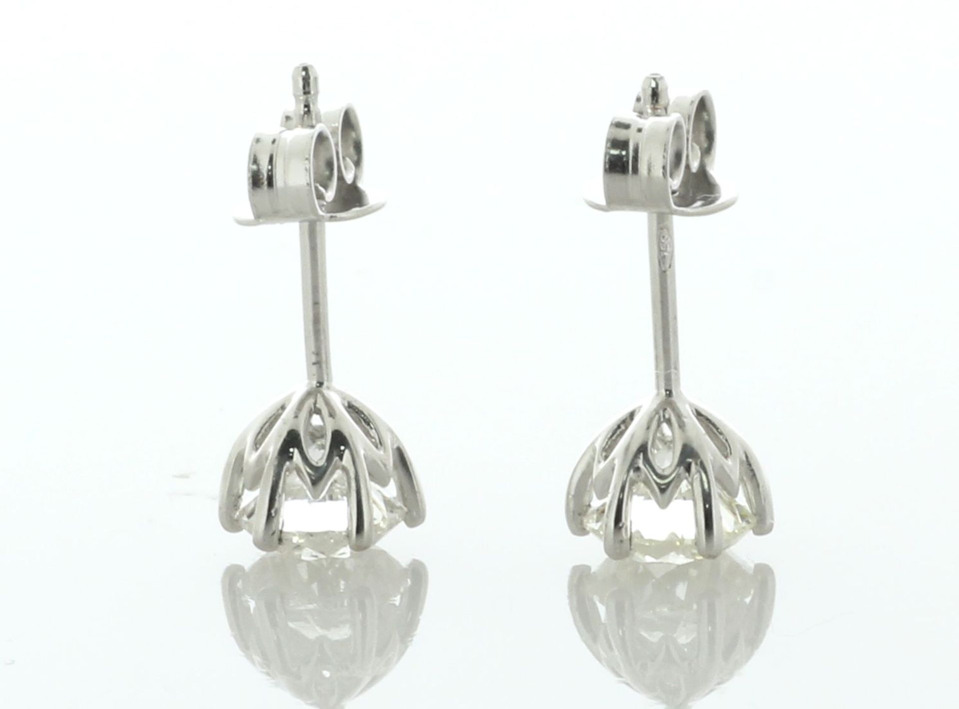 18ct White Gold Single Stone Diamond Stud Earring 1.42 Carats - Image 5 of 6