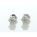 18ct White Gold Single Stone Diamond Stud Earring 1.42 Carats