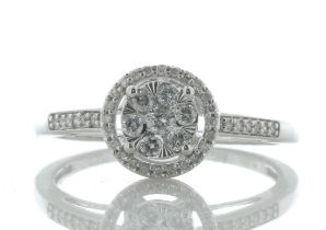 9ct White Gold Round Cluster Diamond Ring 0.25 Carats