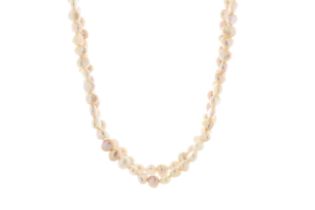 64 Inch Baroque Shaped Pink 5.0 - 6.0mm Pearl Necklace