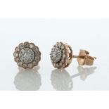 9ct Rose Gold Round Cluster Claw Set Diamond Earring 0.33 Carats