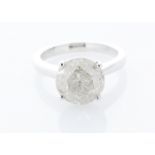 18ct White Gold Single Stone Prong Set Diamond Ring 5.00 Carats