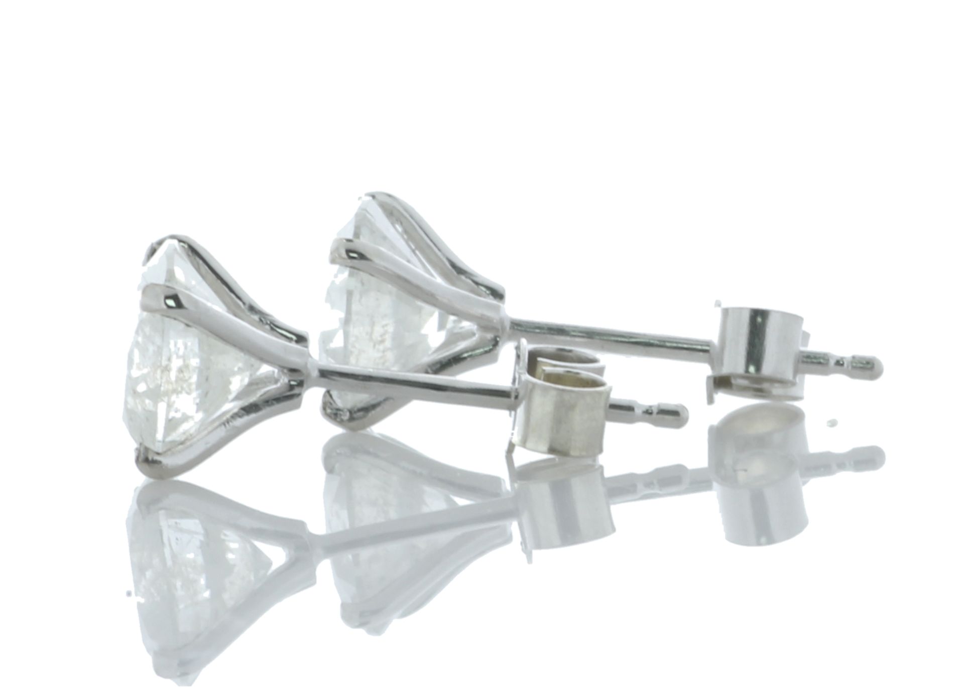 9ct White Gold Single Stone Wire Set Diamond Earring 2.04 Carats - Image 2 of 4