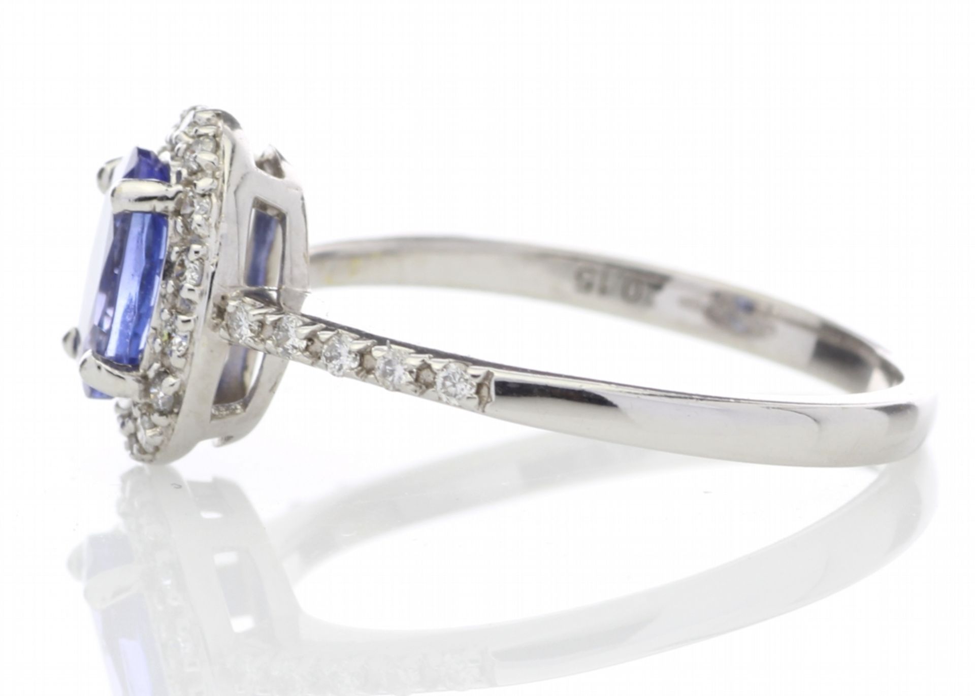 18ct White Gold Diamond And Tanzanite Halo Setting Ring 0.15 Carats - Image 3 of 5