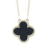 9ct Yellow Gold Alhambra Clover Leaf Onyx Pendant And Chain