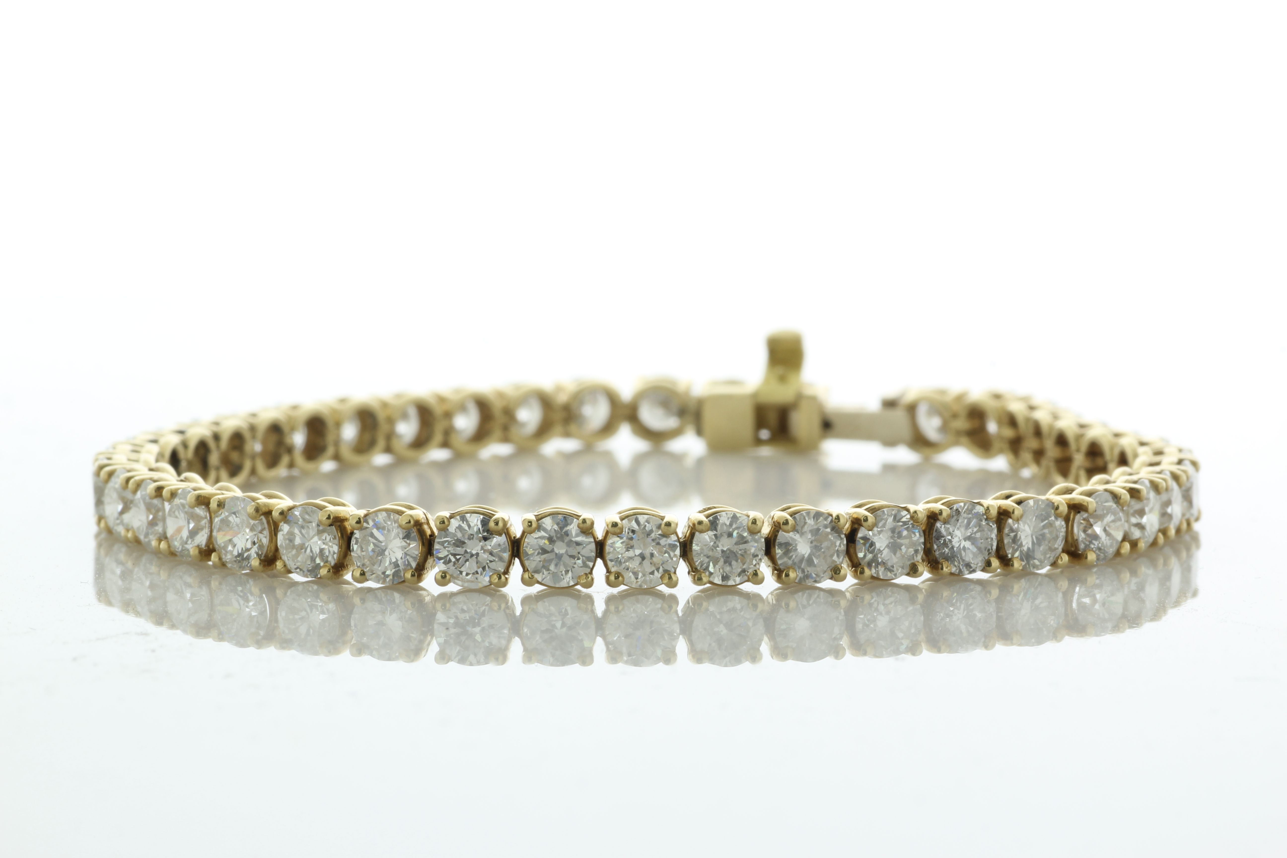 18ct Yellow Gold Tennis Diamond Bracelet 10.15 Carats