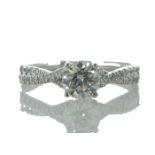 18ct White Gold Single Stone Claw Set With Stone Set Shoulders Diamond Ring (0.71) 0.87 Carats