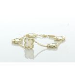 9ct Yellow Gold Vintage Alhambra Gold And Mother-Of-Pearl Bracelet