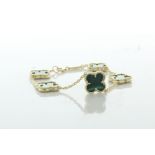 9ct Yellow Gold Vintage Alhambra Malachite Bracelet 17.40 Carats