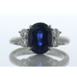 Platinum Oval Sapphire And Diamond Ring (S4.20) 0.36 Carats