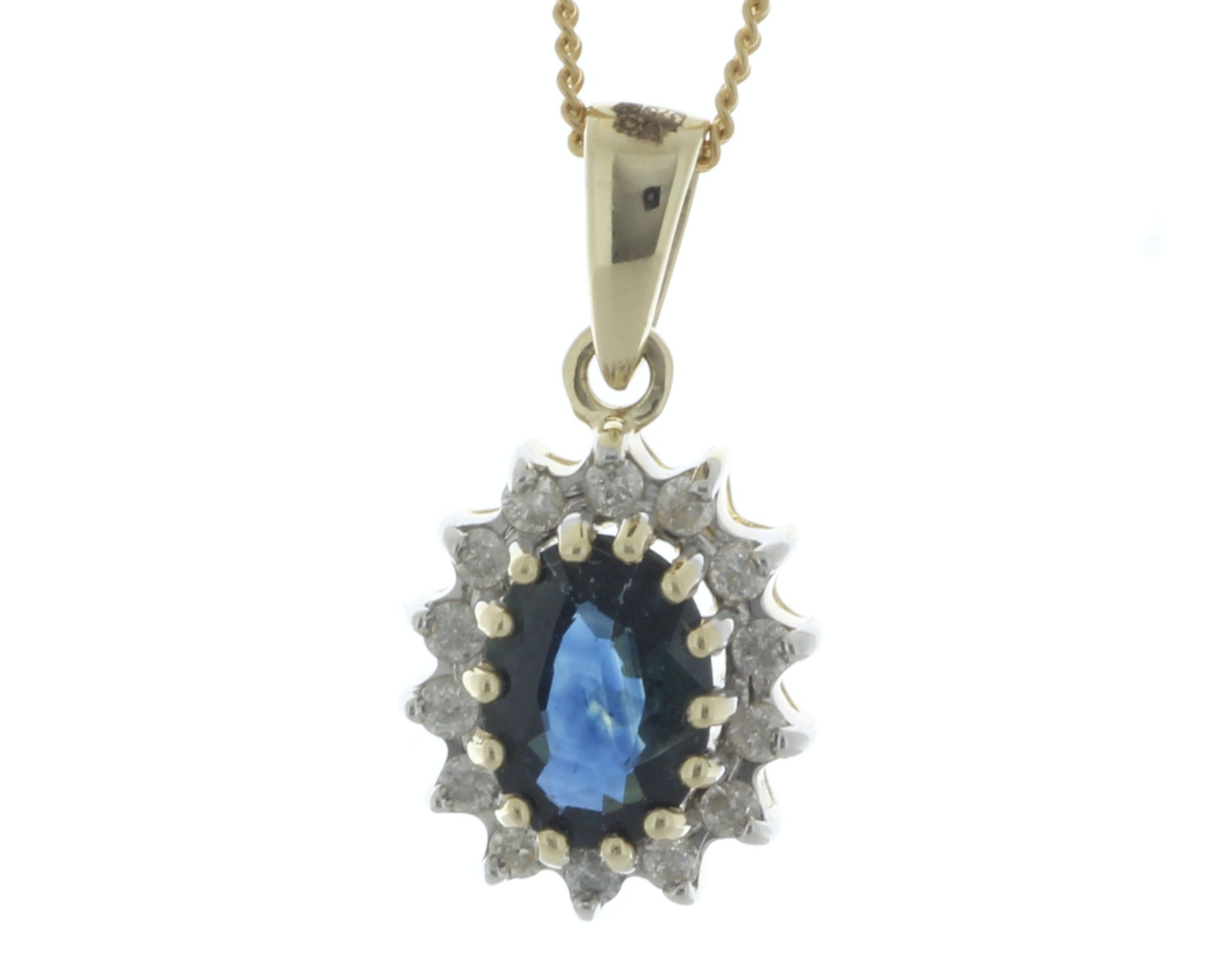 9ct Yellow Gold Diamond And Sapphire Pendant (S1.00) 0.14 Carats