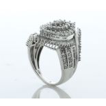 10ct White Gold Fancy Cluster Diamond Ring 2.00 Carats