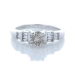 18ct White Gold Single Stone With Stone Set Shoulders Diamond Ring 0.84 Carats