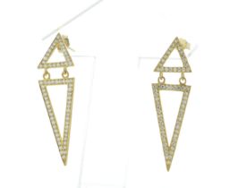 18ct Yellow Gold Diamond Drop Kite Earrings 1.26 Carats