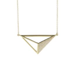 18ct Yellow Gold Geometric Triangle Diamond Pendant and Chain 0.35 Carats