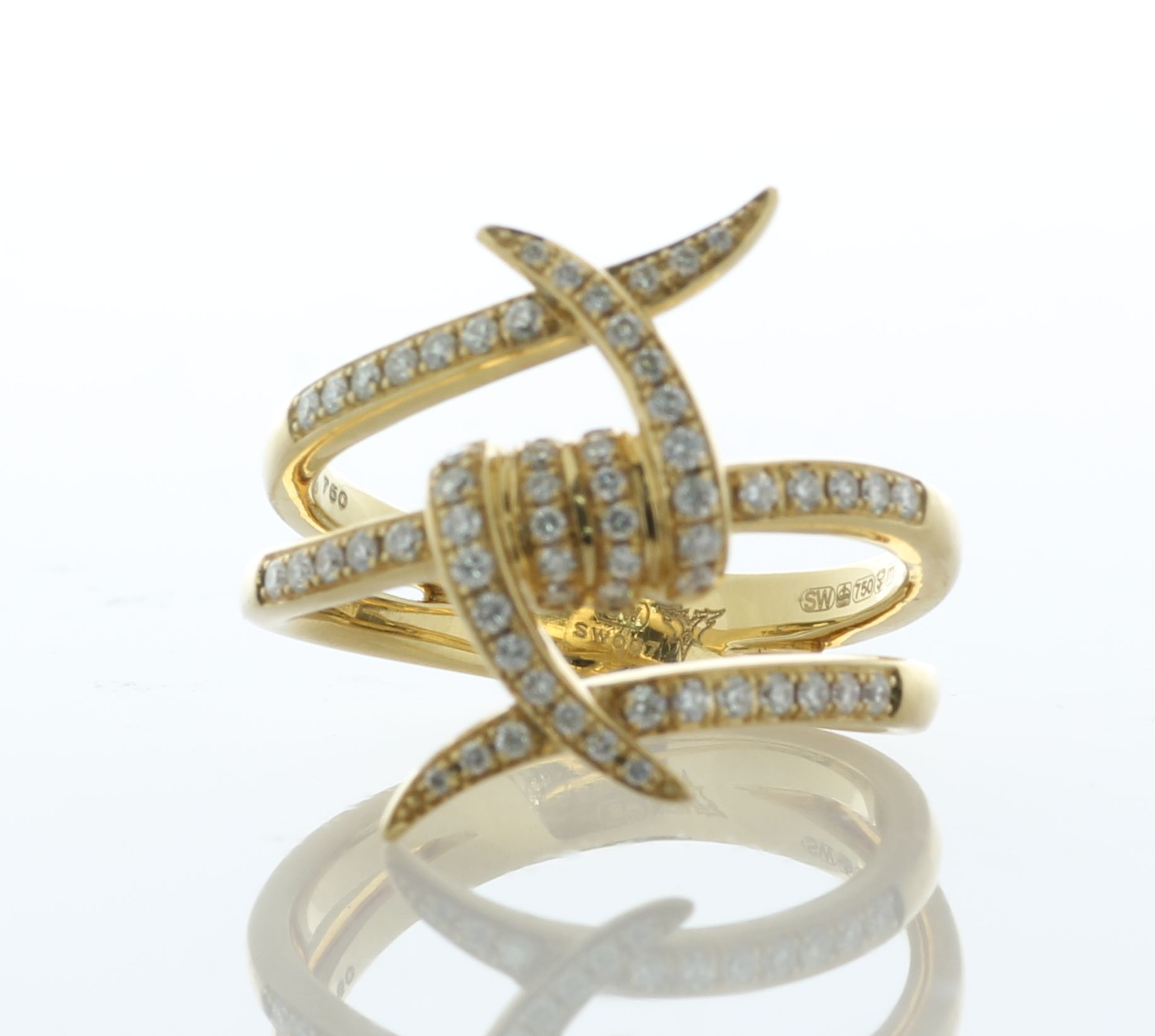 18ct Yellow Gold Diamond Criss Cross Ring 0.50 Carats - Bild 2 aus 5